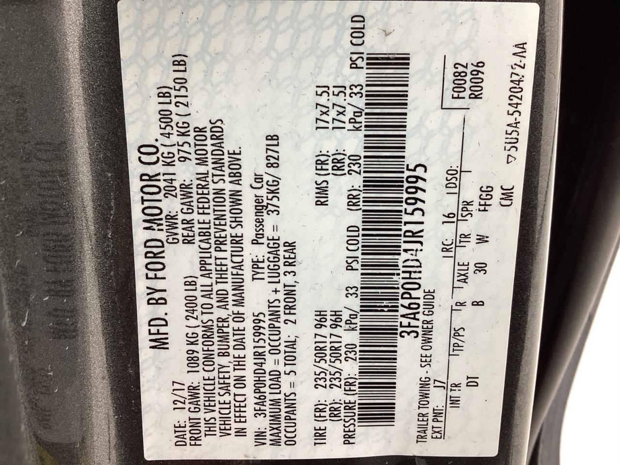 Ford Fusion SE FWD 2018