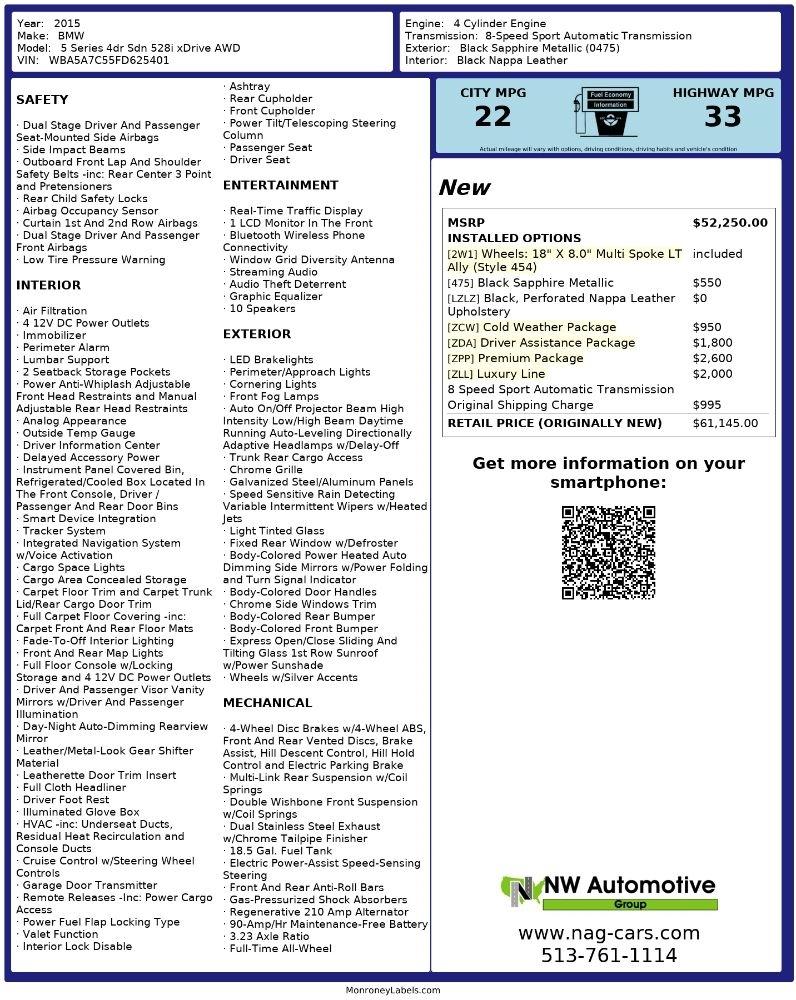 BMW 5 Series 4dr Sdn 528i xDrive AWD 2015