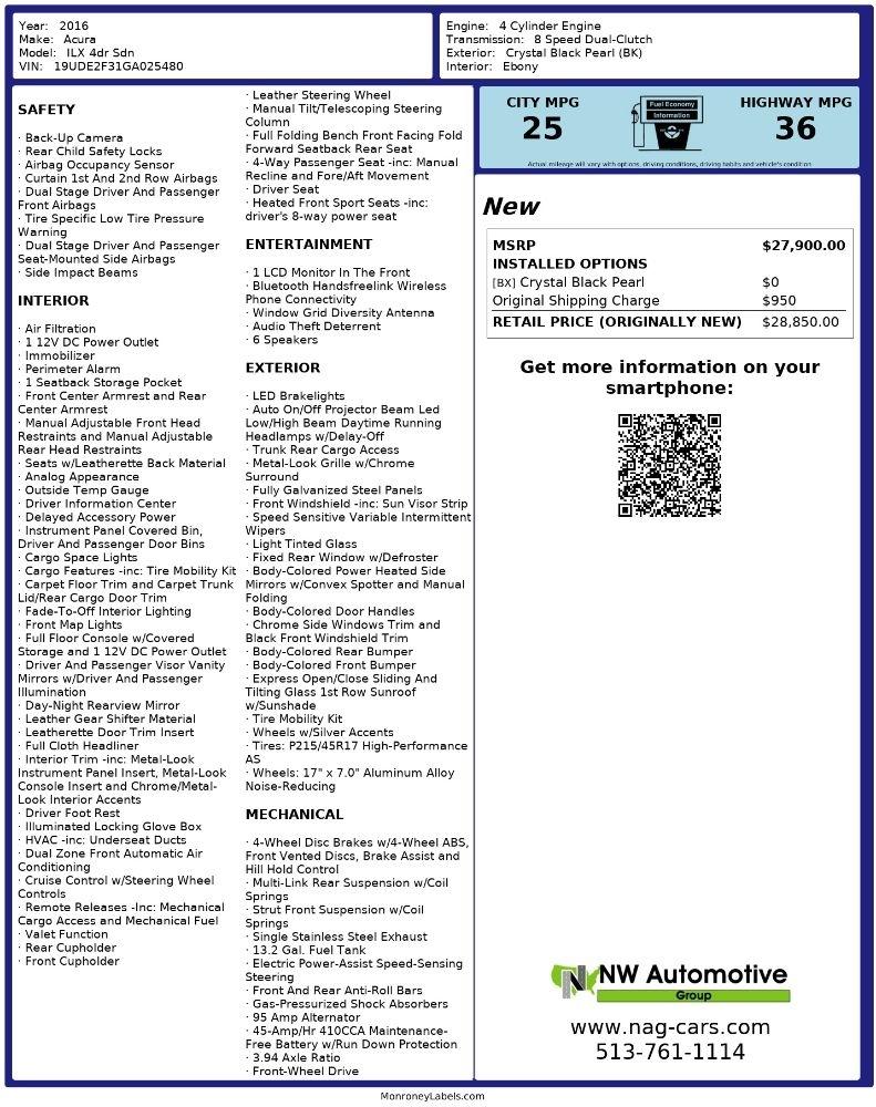 Acura ILX 4dr Sdn 2016