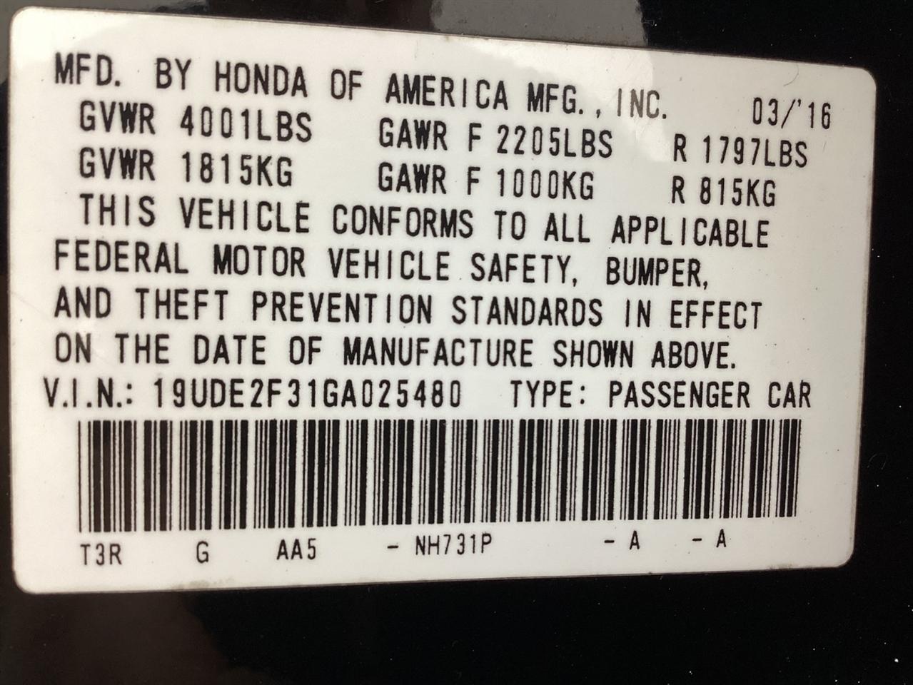 Acura ILX 4dr Sdn 2016