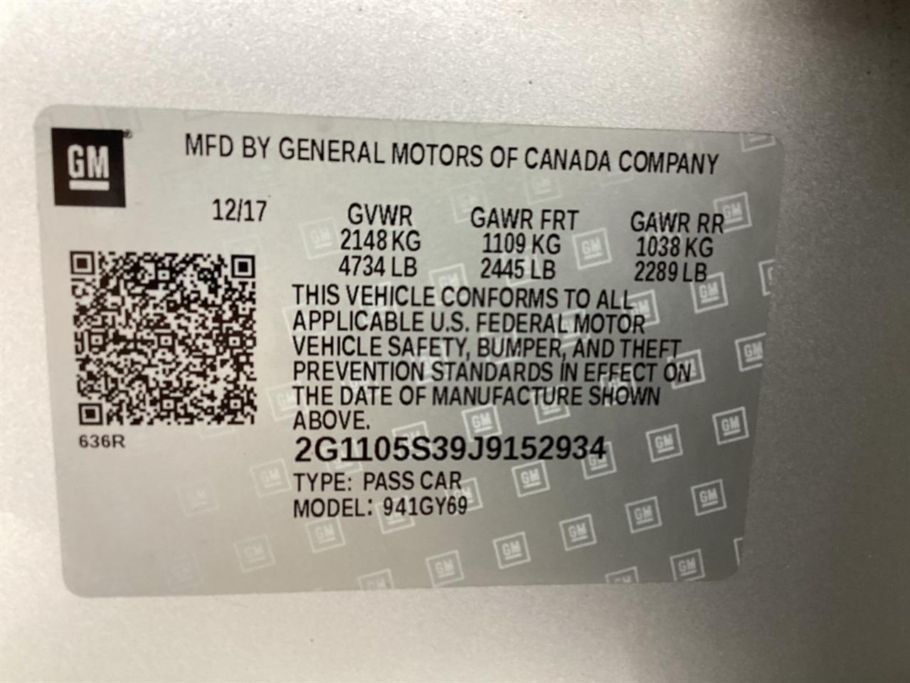 Chevrolet Impala 4dr Sdn LT w/1LT 2018