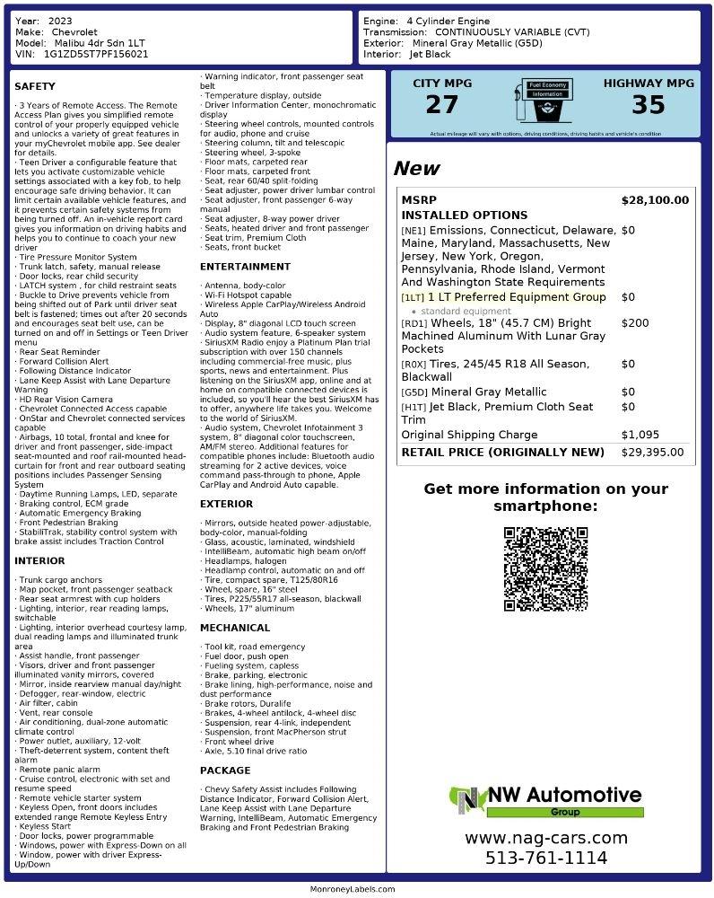 Chevrolet Malibu 4dr Sdn 1LT 2023