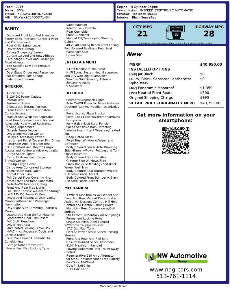 BMW X3 AWD 4dr xDrive28i 2016
