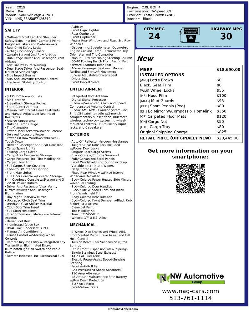 Kia Soul 5dr Wgn Auto + 2015