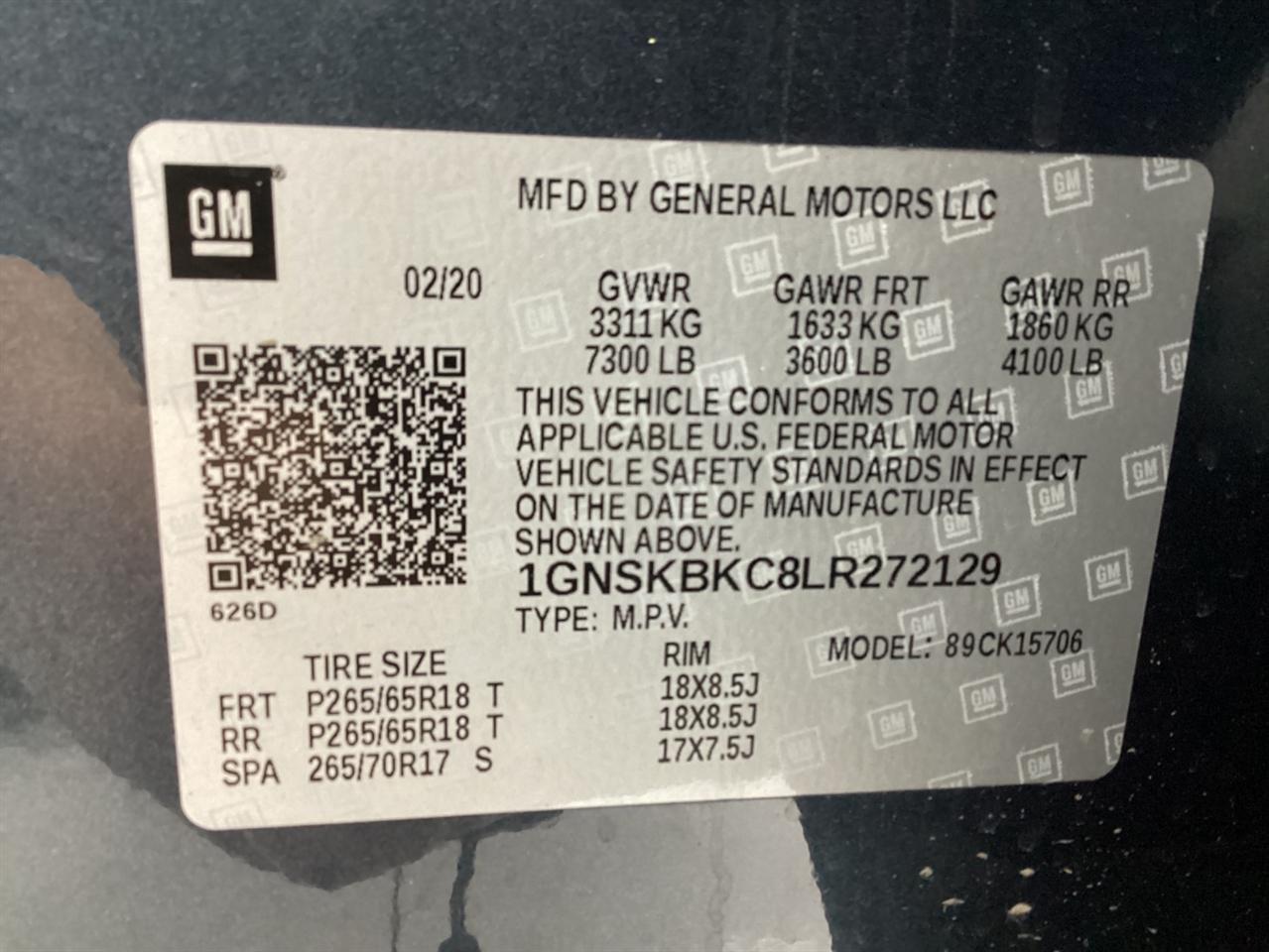 Chevrolet Tahoe 4WD 4dr LT 2020