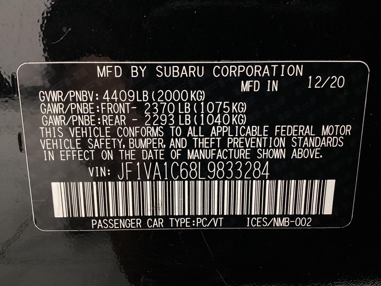 Subaru WRX Premium Manual 2020
