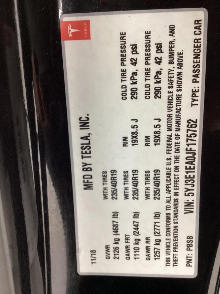 Tesla Model 3 Mid Range Battery RWD 2018