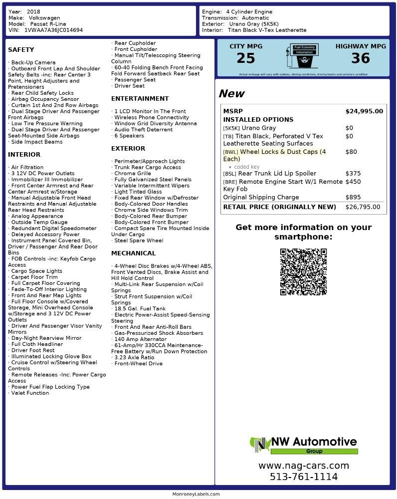 Volkswagen Passat 2.0T S Auto 2018