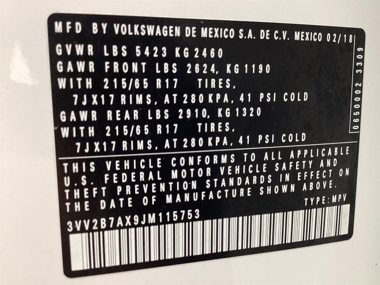 Volkswagen Tiguan 2.0T SEL 4MOTION 2018