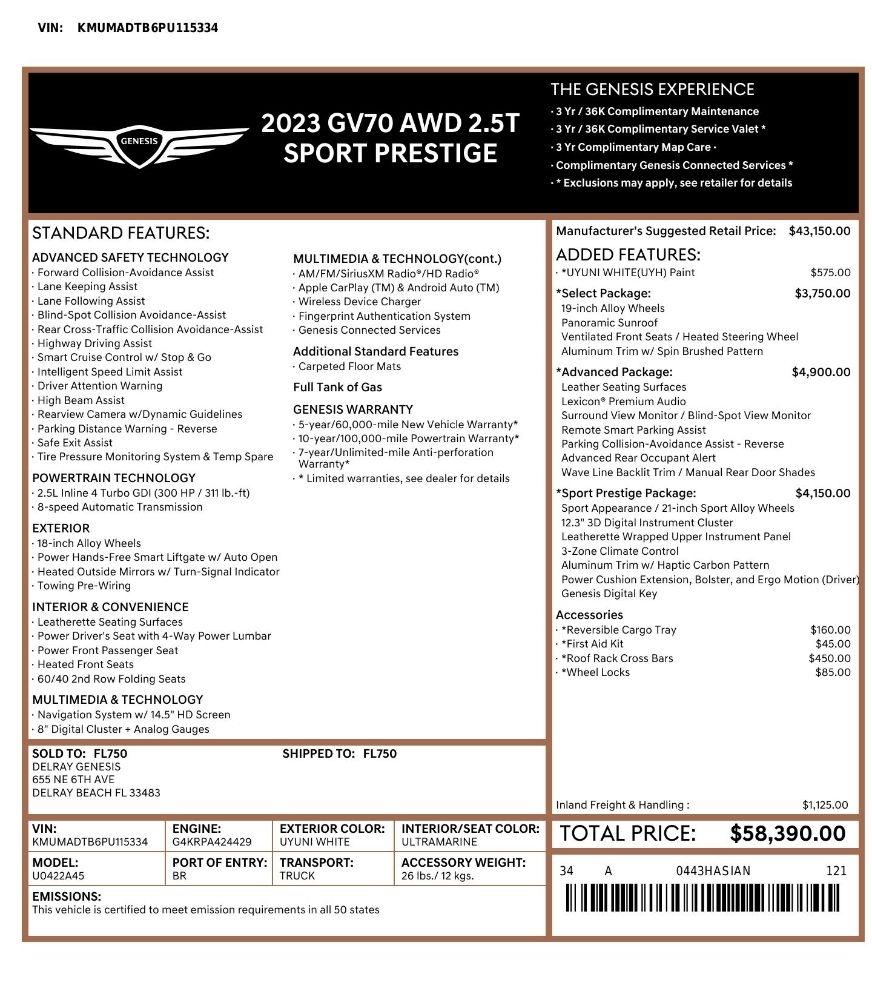 Genesis GV70 2.5T AWD 2023