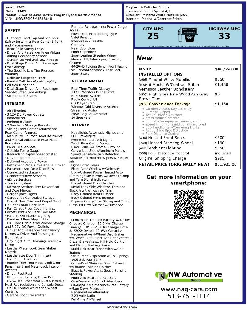BMW 3 Series 330e xDrive Plug-In Hybrid North America 2021
