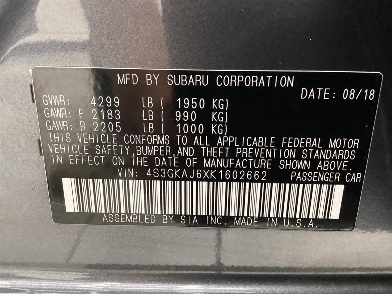 Subaru Impreza 2.0i Sport 4-door Manual 2019