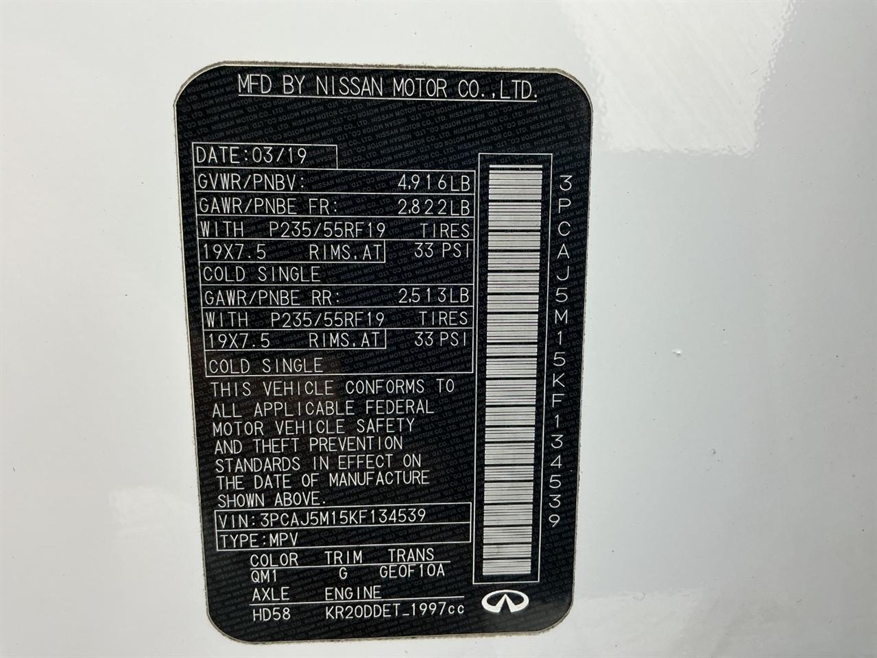 Infiniti QX50 LUXE FWD 2019