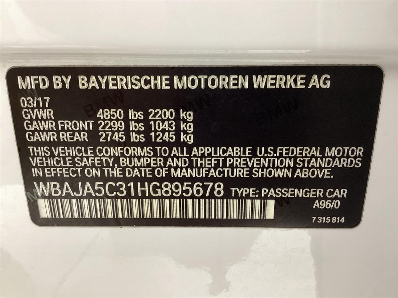 BMW 5 Series 530i Sedan 2017