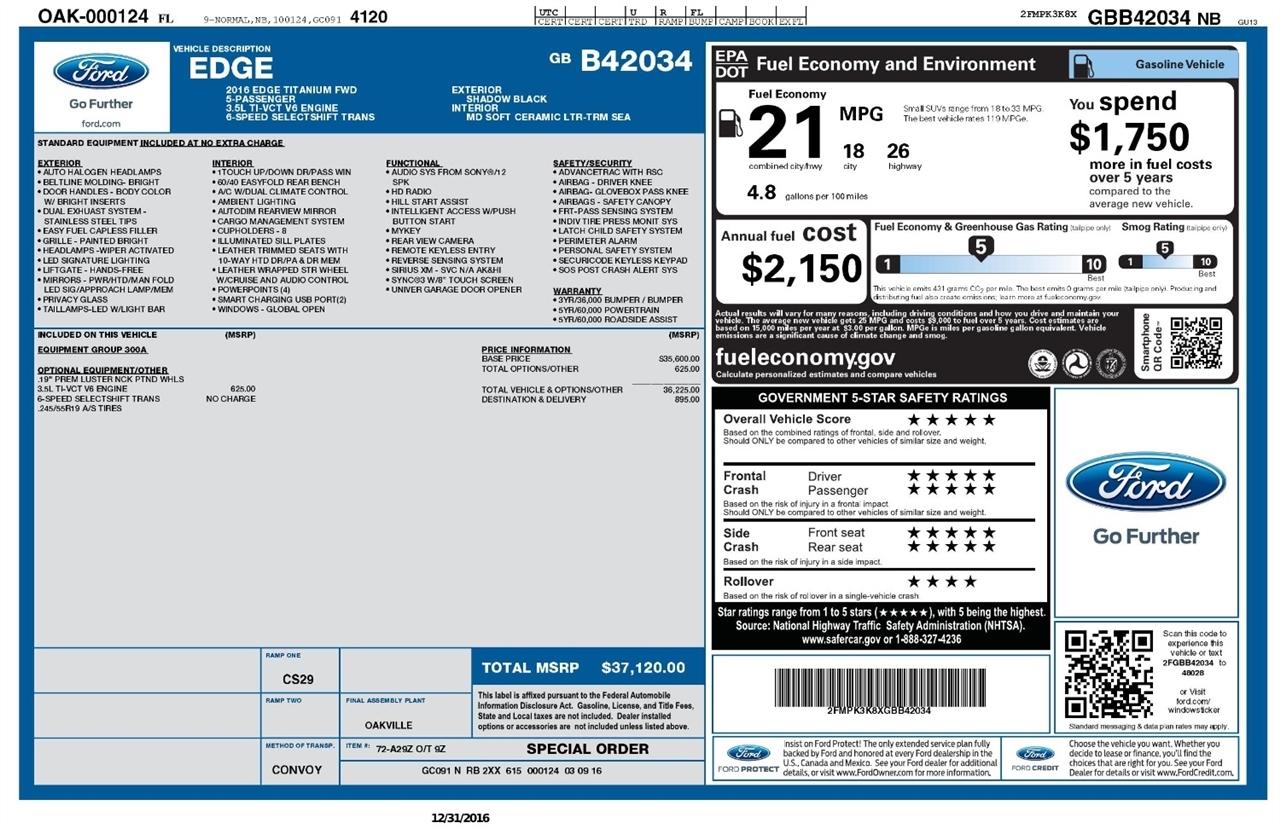 Ford Edge 4dr Titanium FWD 2016