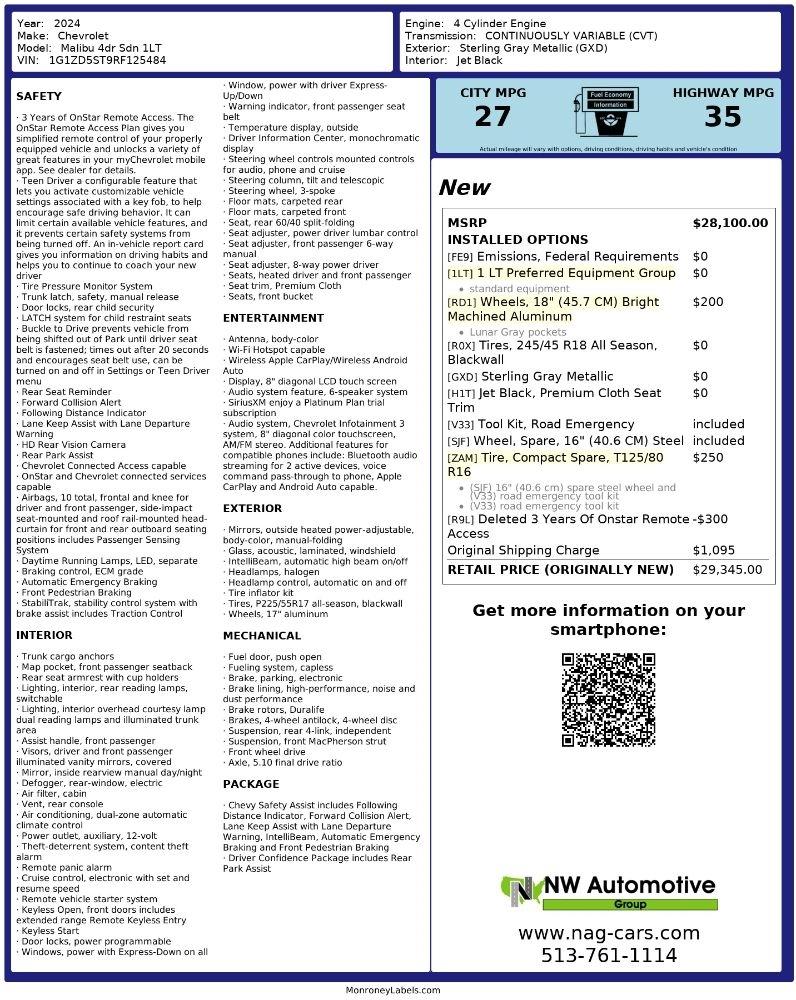 Chevrolet Malibu 4dr Sdn 1LT 2024