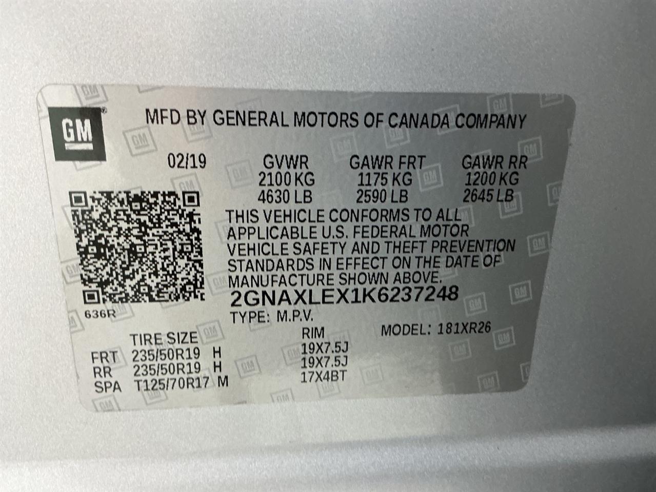 Chevrolet Equinox FWD 4dr LT w/2LT 2019