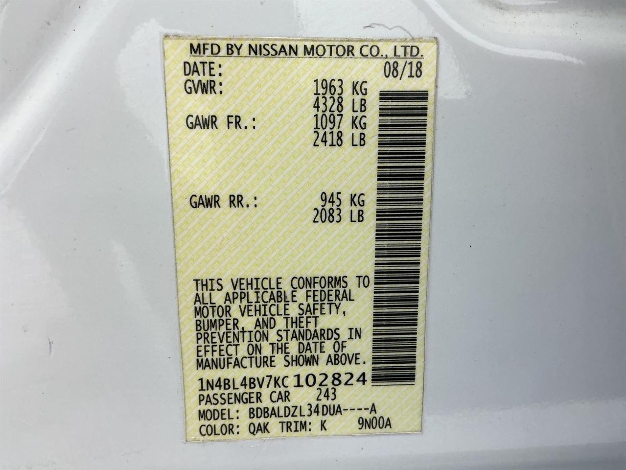 Nissan Altima 2.5 S Sedan 2019