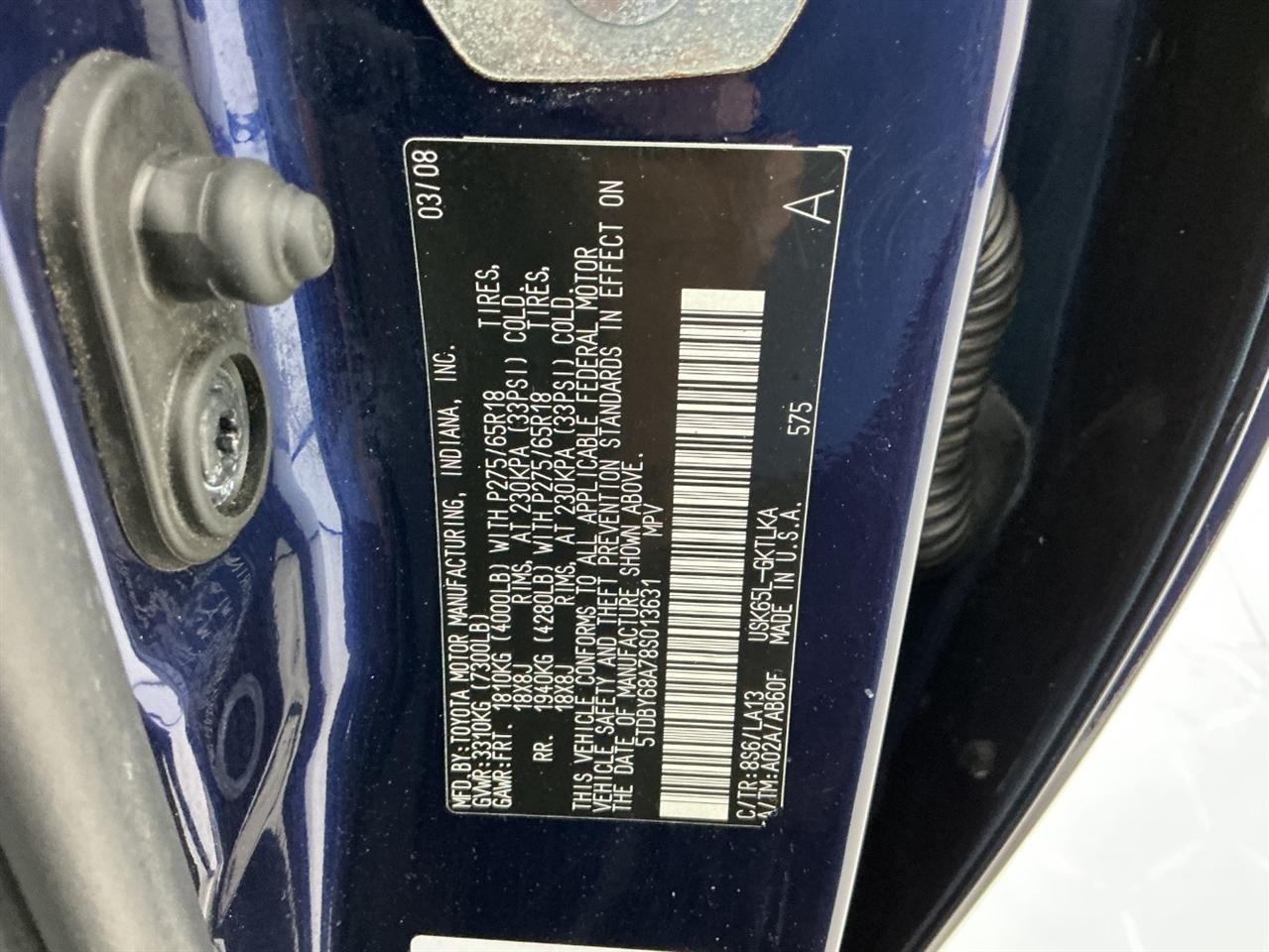 Toyota Sequoia 4WD 4dr LV8 6-Spd AT Ltd (Natl) 2008
