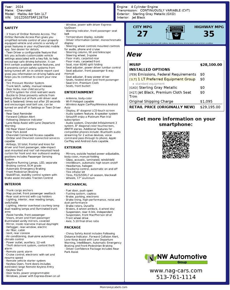 Chevrolet Malibu 4dr Sdn 1LT 2024