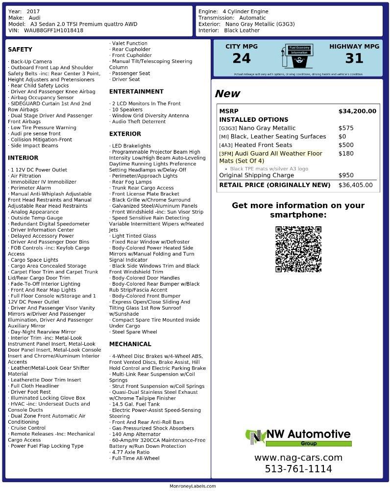 Audi A3 Sedan 2.0 TFSI Premium quattro AWD 2017