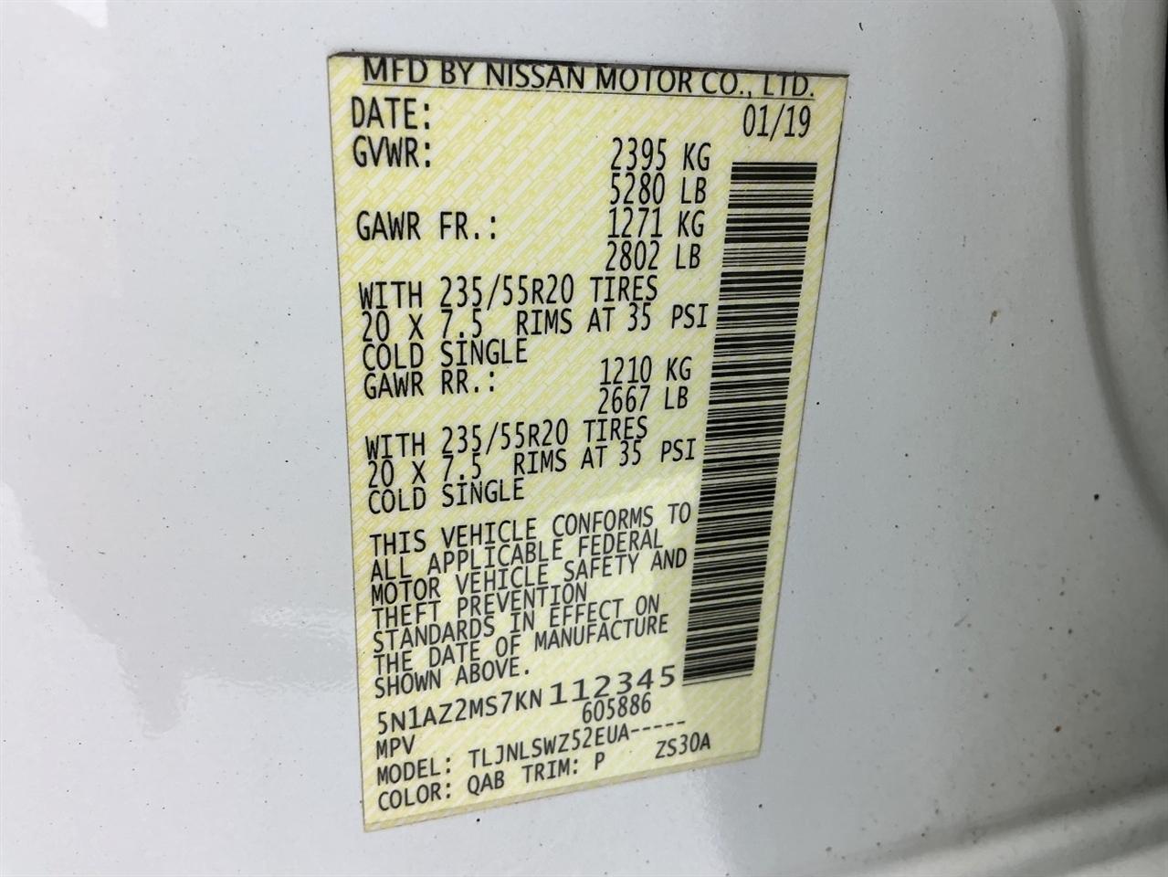 Nissan Murano AWD Platinum 2019