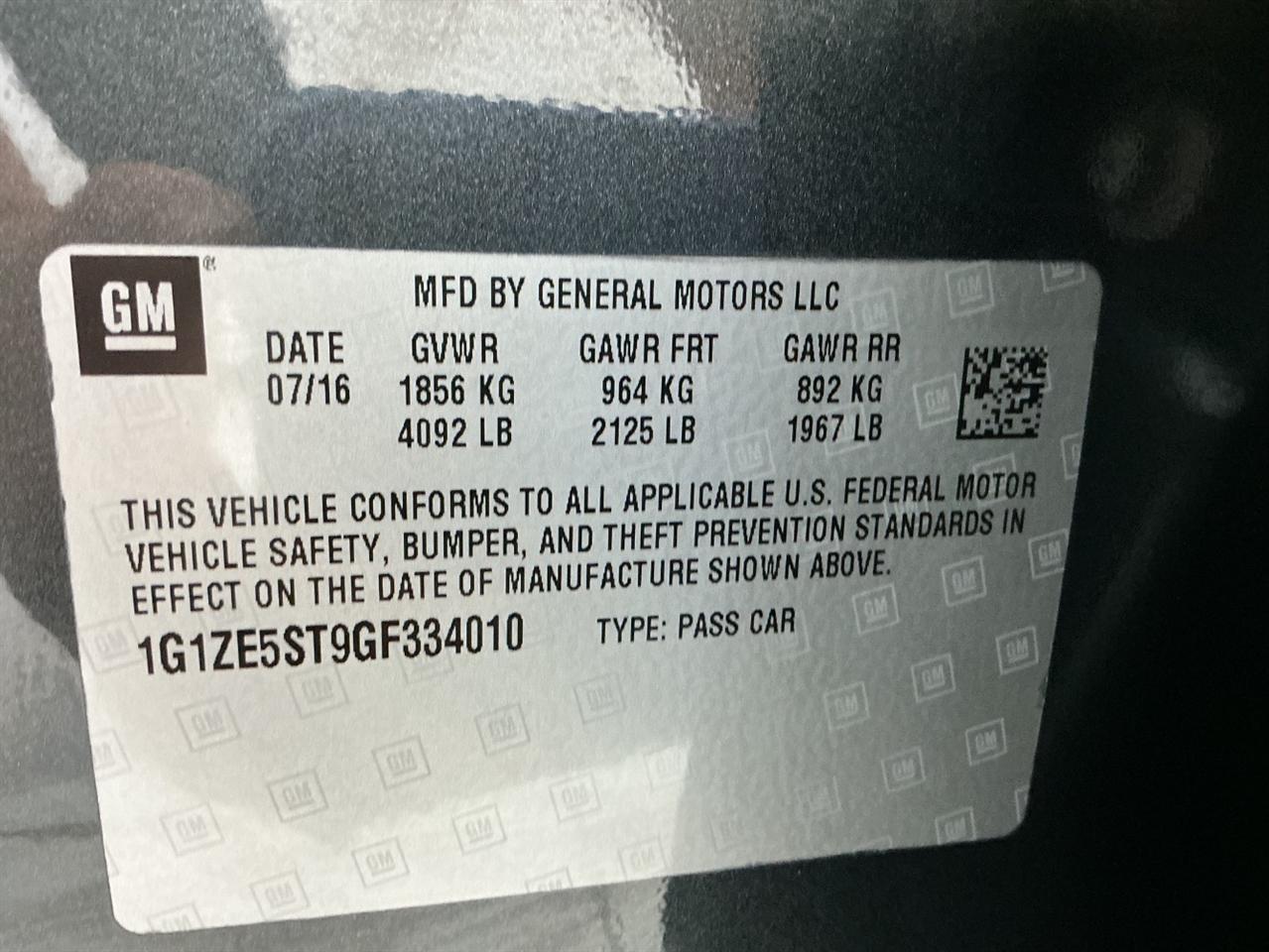 Chevrolet Malibu 4dr Sdn LT w/1LT 2016