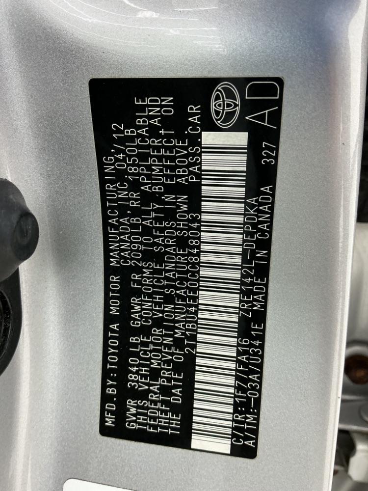 Toyota Corolla 4dr Sdn Auto LE (Natl) 2012