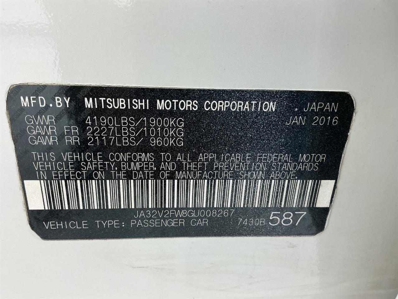 Mitsubishi Lancer 4dr Sdn CVT SEL AWC 2016