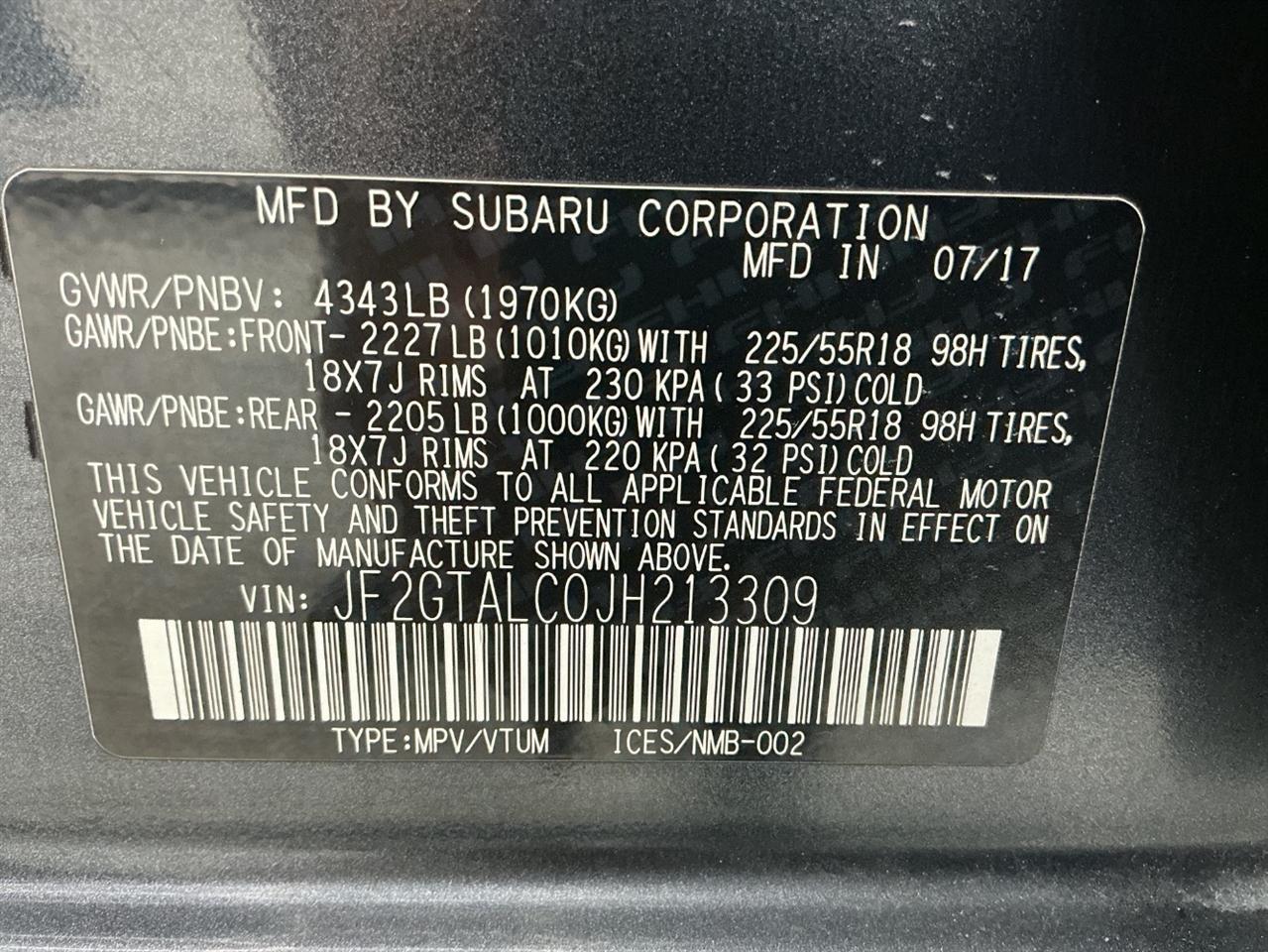 Subaru Crosstrek 2.0i Limited CVT 2018
