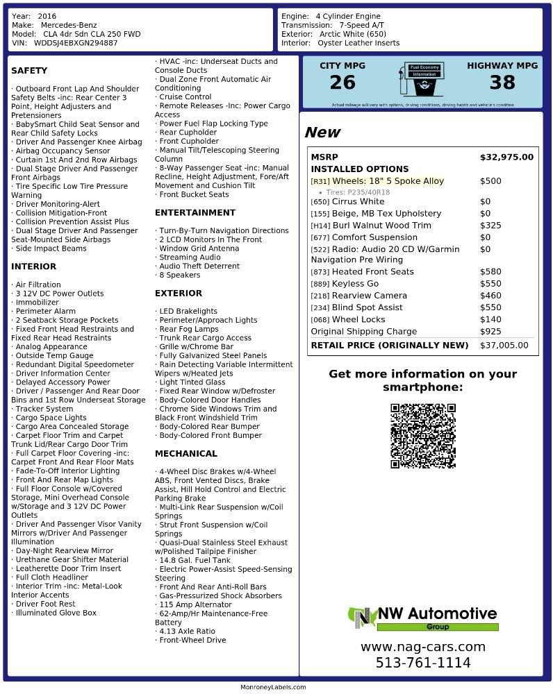 Mercedes-Benz CLA 4dr Sdn CLA 250 FWD 2016