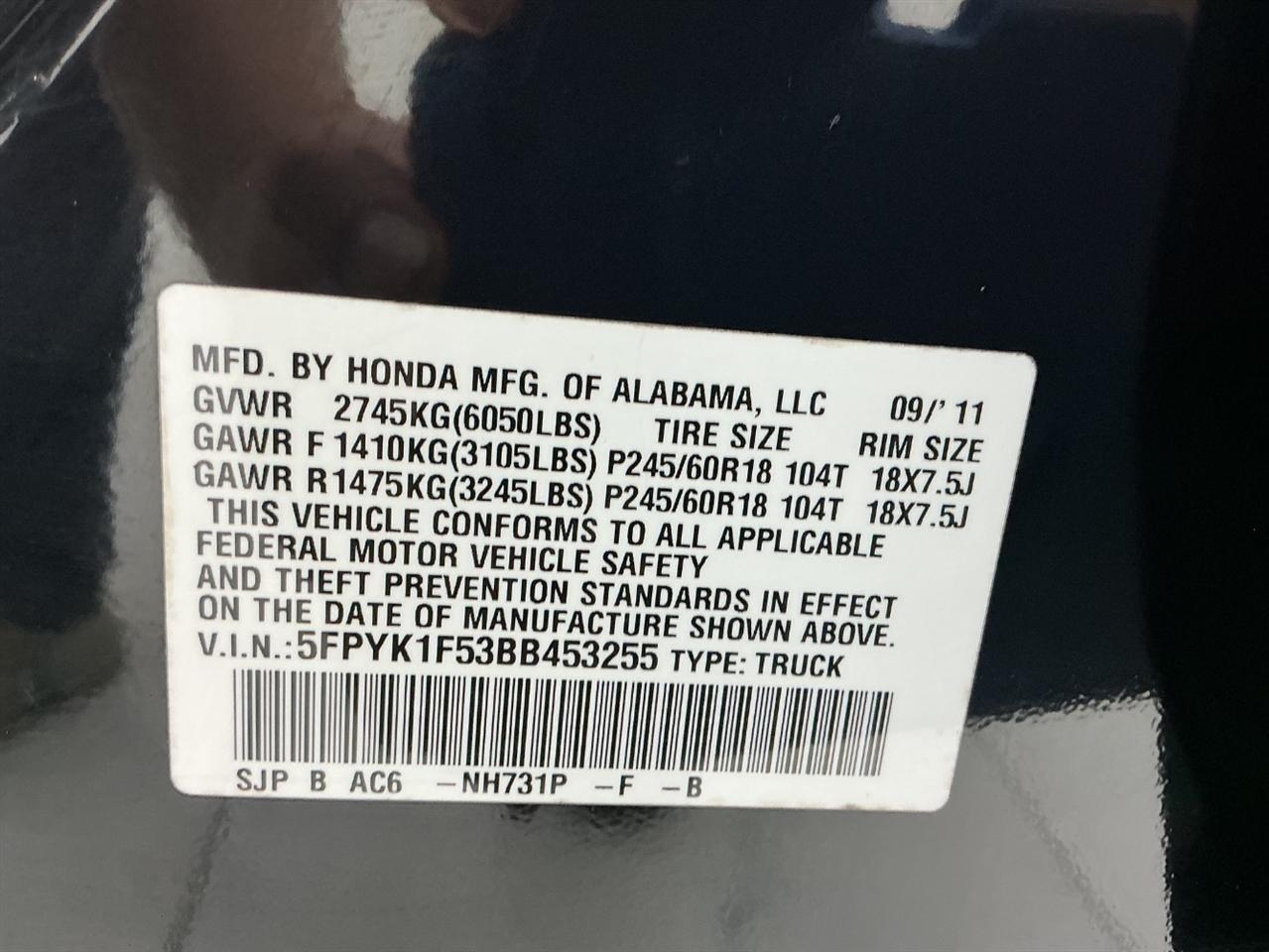 Honda Ridgeline 4WD Crew Cab RTL 2011