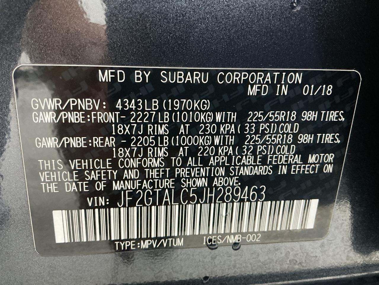 Subaru Crosstrek 2.0i Limited CVT 2018