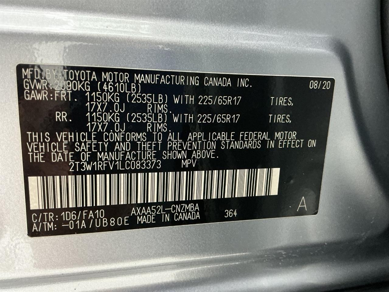 Toyota RAV4 XLE FWD (Natl) 2020
