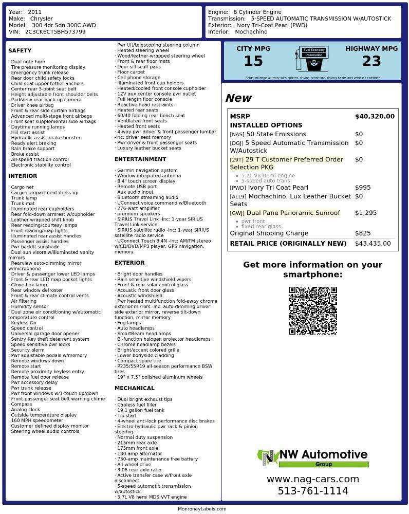 Chrysler 300 4dr Sdn 300C AWD 2011
