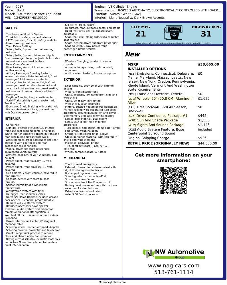Buick LaCrosse 4dr Sdn Essence FWD 2017