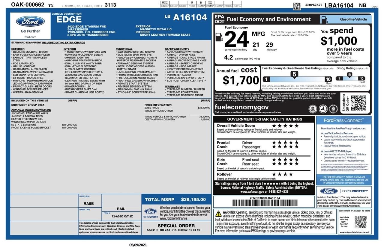 Ford Edge Titanium FWD 2020