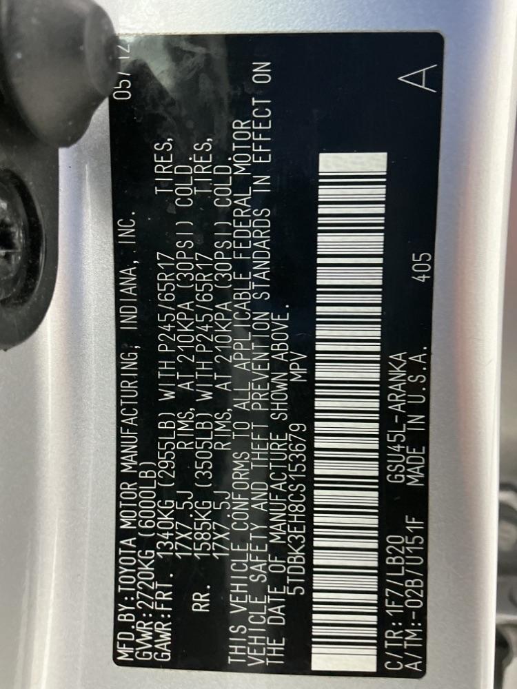 Toyota Highlander 4WD 4dr V6 (Natl) 2012