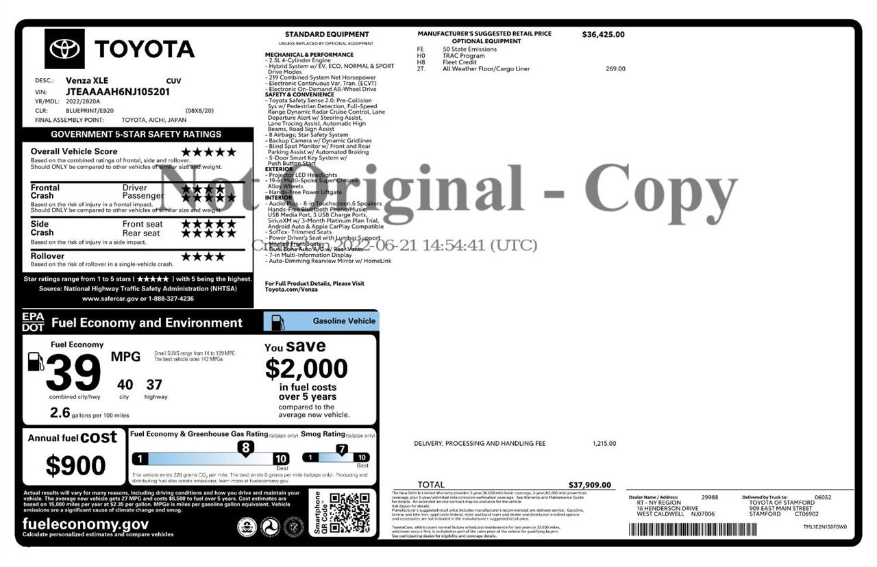 Toyota Venza Limited AWD (Natl) 2022