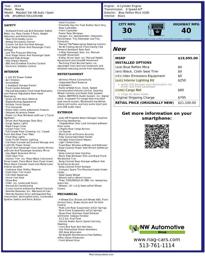 Mazda MAZDA3 5dr HB Auto i Sport 2014