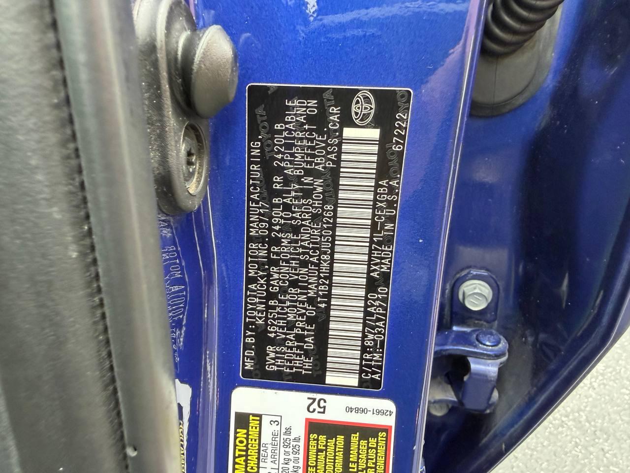 Toyota Camry Hybrid XLE 2018