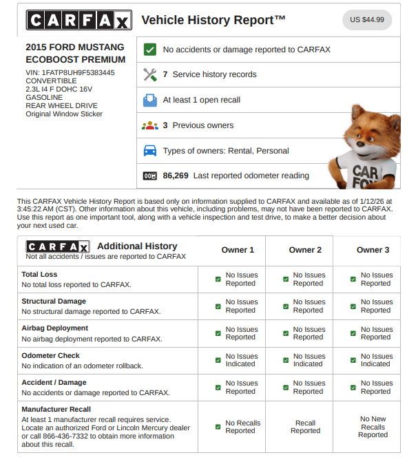 Ford Mustang EcoBoost Premium Convertible 2015