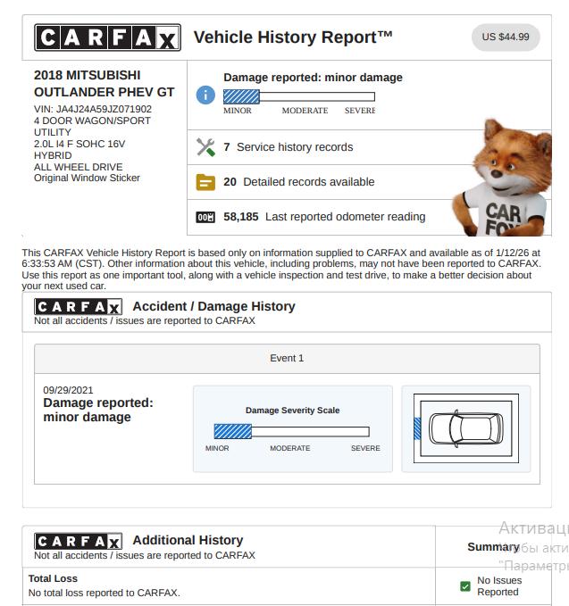 Mitsubishi Outlander PHEV GT 2018