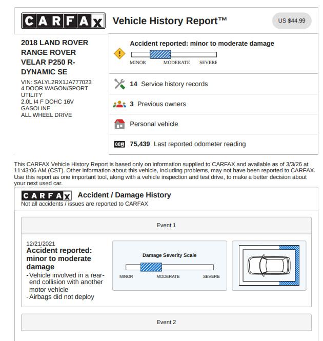 Land Rover Range Rover Velar R-Dynamic SE 2018
