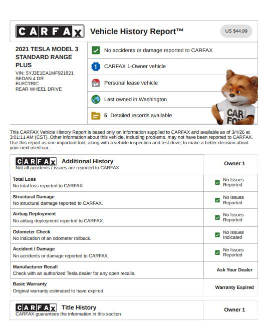 Tesla Model 3 Standard Range Plus 2021