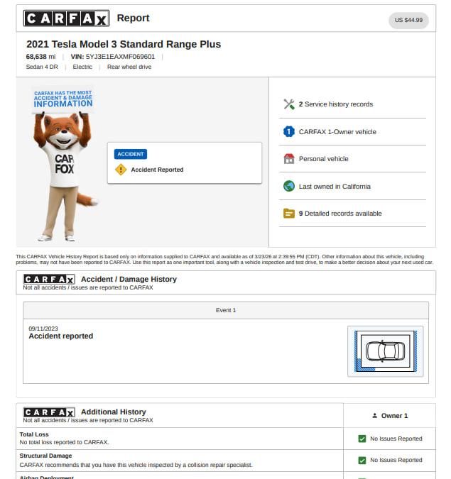 Tesla Model 3 Standard Range Plus 2021