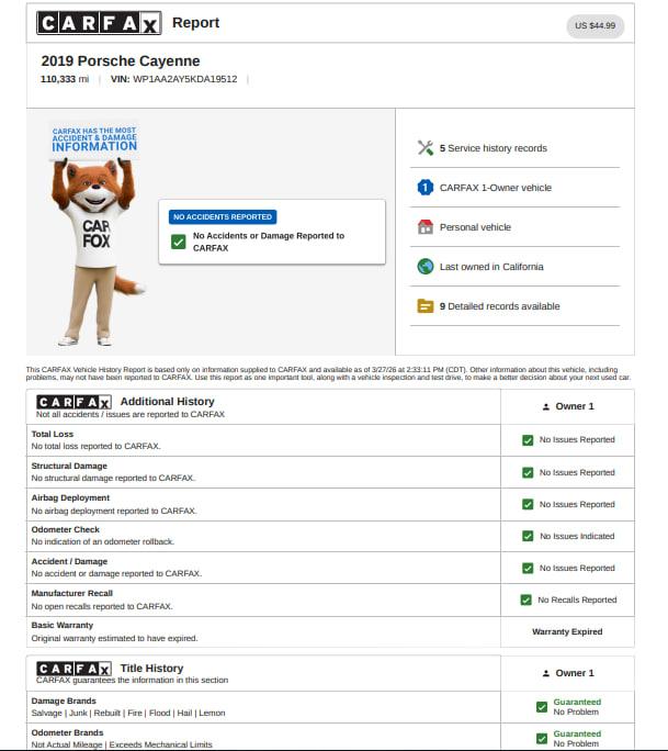 Porsche Cayenne  2019