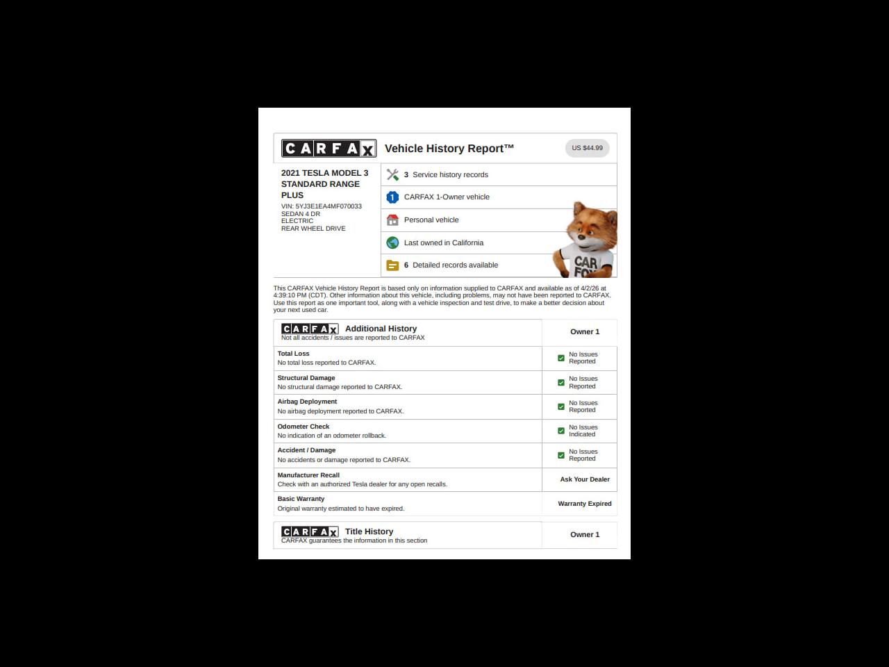 Tesla Model 3 Standard Range Plus 2021