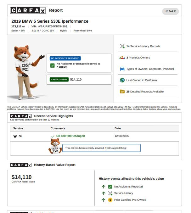 BMW 5-Series 530e iPerformance 2019