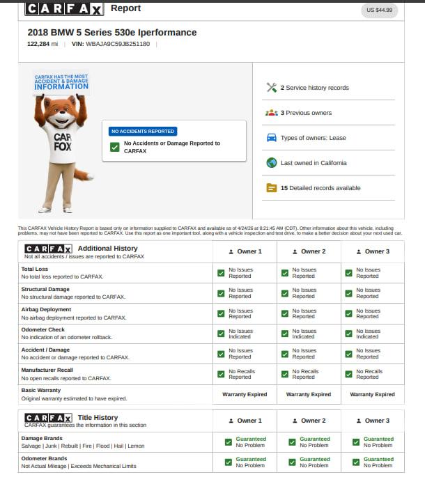 BMW 5-Series 530e iPerformance 2018